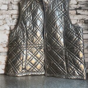 Time and Tru Metallic Quilted Reversible Women's Vest